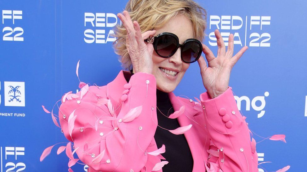 Sharon Stone appears at an awards show.