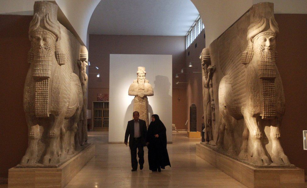 Lamassus in the Assyrian hall at the National Museum of Iraq in Baghdad