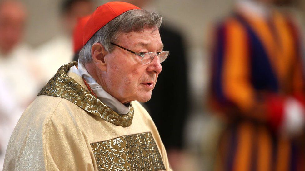 Cardinal Pell attending a mass given by Pope Francis at St. Peter's Basilica at the Vatican in April 2017