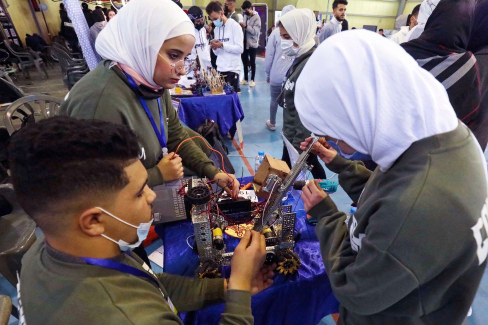 Young Libyans take part in a robotics competition in Benghazi, Libya - Thursday 3 February 2022