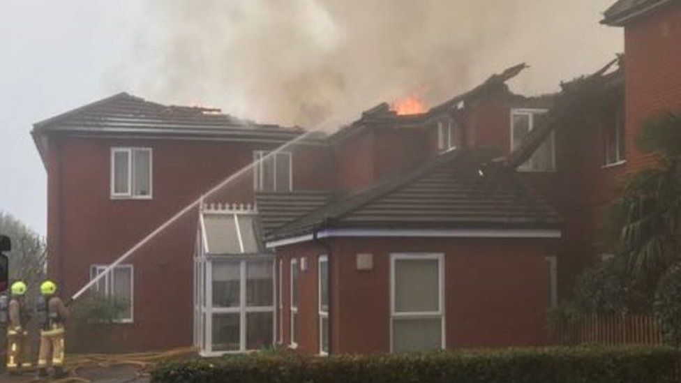 Firefighters tackling blaze at care home on Cadmore Lane, Cheshunt.