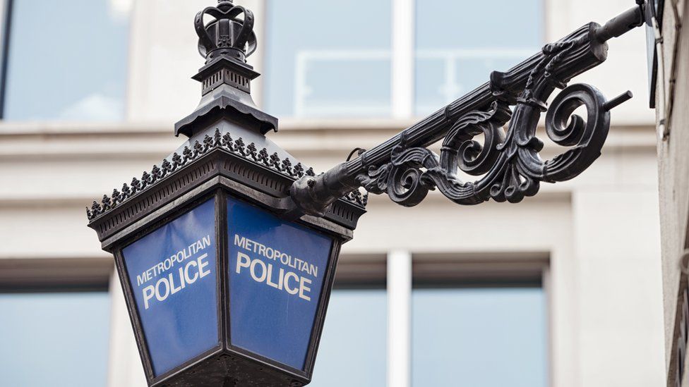 A Metropolitan Police station sign in central London