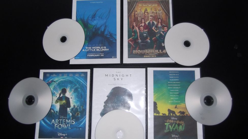 A selection of pirate DVDs