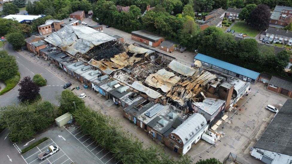 Baldock blaze aftermath - aerial