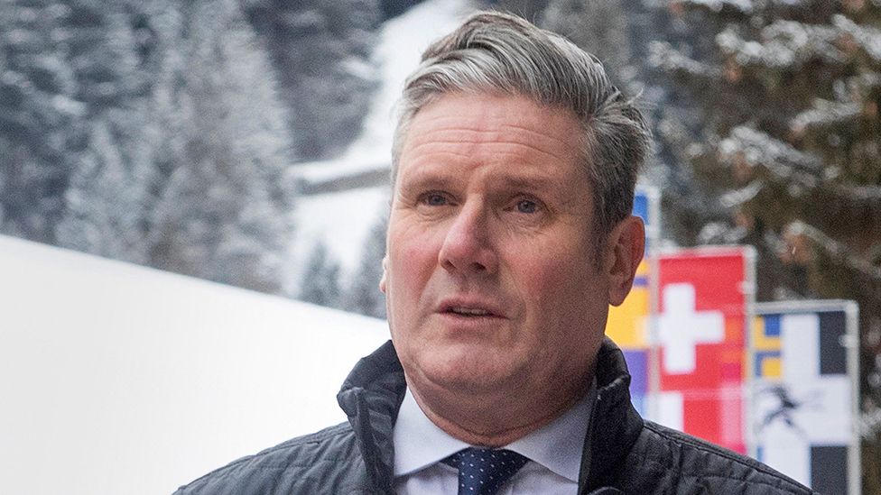 Britain's Labour leader Keir Starmer walks to a meeting during the World Economic Forum (WEF) 2023, in the Alpine resort of Davos, Switzerland, January 19, 2023