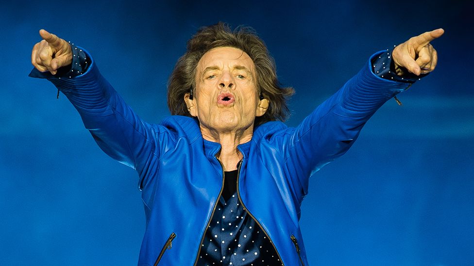 Mick Jagger of the Rolling Stones performing in Cardiff