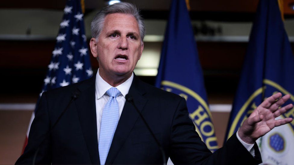 Kevin McCarthy speaking to reporters