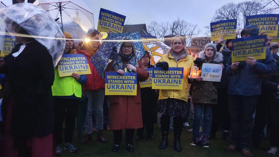 Vigil in Winchester in solidarity with the people of Ukraine