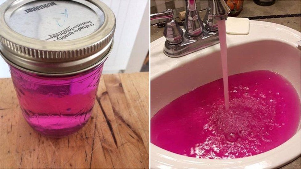 Pink tap water
