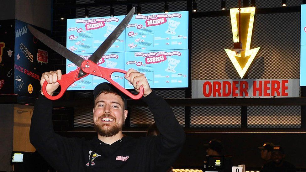 Jimmy Donaldson - aka MrBeast - at the opening of a MrBeast Burger restaurant in New Jersey