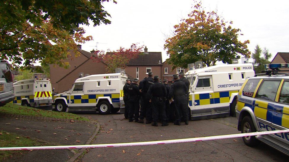 There was a large police presence in Poleglass as the murder investigation continued on Friday