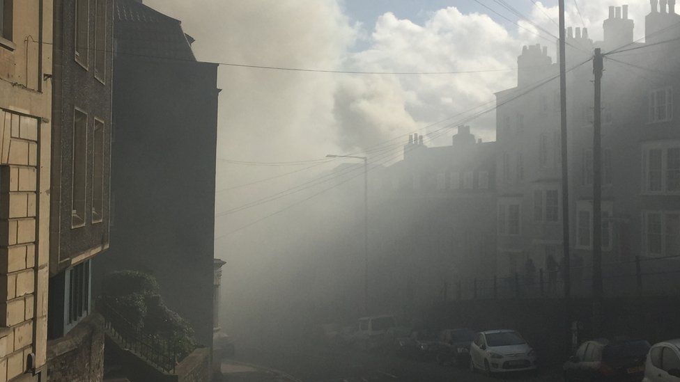 Smoke from fire at St Michaels Church