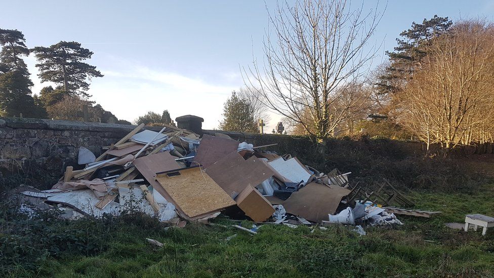 Rubbish dumped next door to Hastings Cemetery
