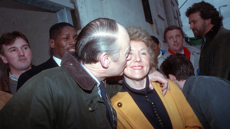 Barney Eastwood and his wife Frances after winning his action in 1992