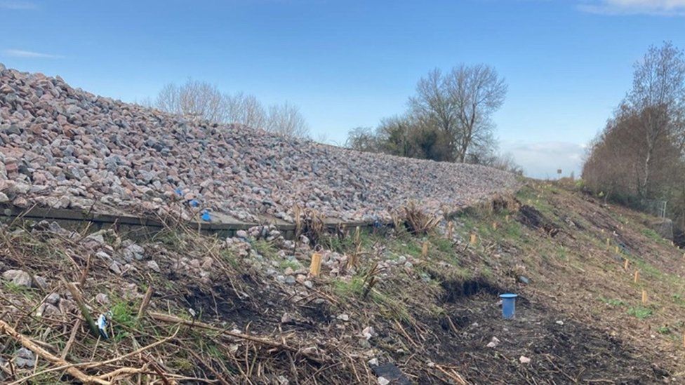 The landslip viewed from below