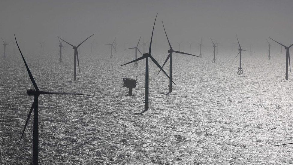 Wind turbines off the coast of Germany