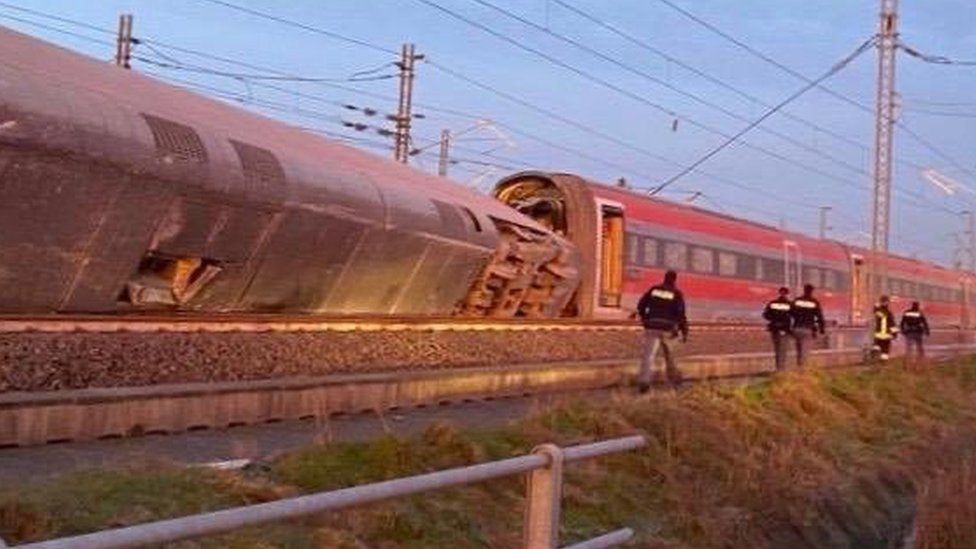 Italy train crash Two dead in highspeed derailment BBC News