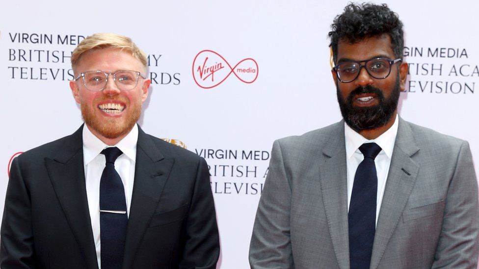 Rob Beckett and Romesh Ranganathan attend the Virgin Media British Academy Television Awards 2021 at Television Centre on June 06, 2021 in London, England