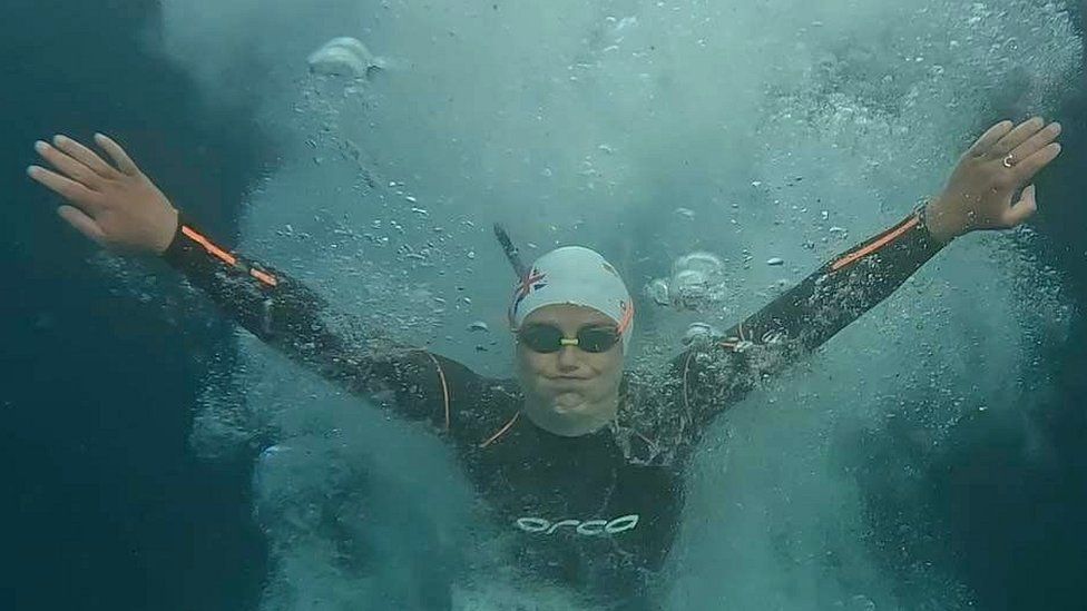 Jasmine Harrison is first woman to swim length of UK BBC News