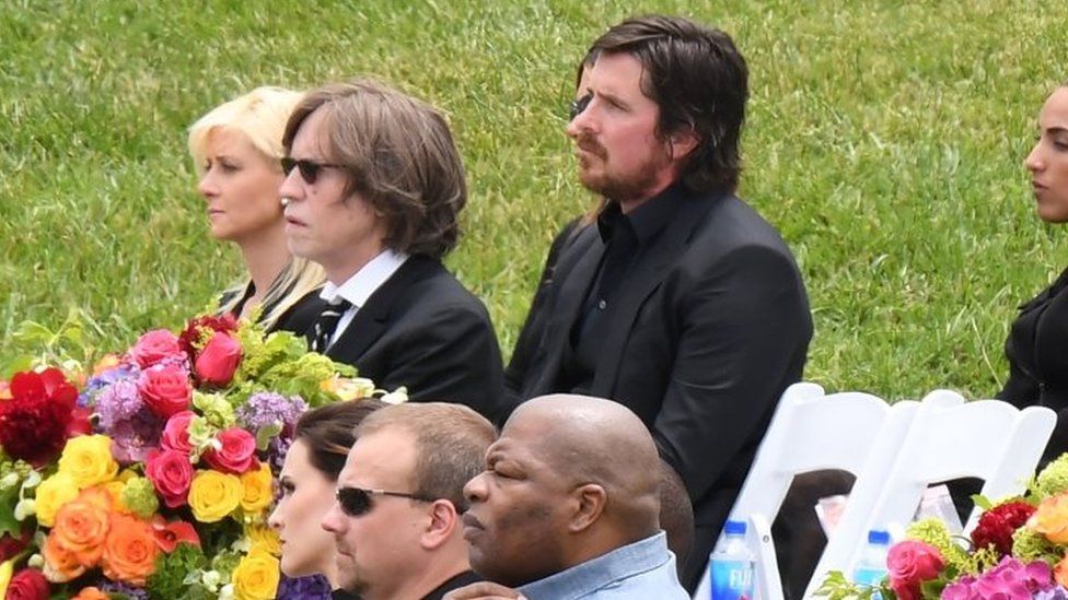 Actor Christian Bale attends the funeral and memorial service (26 May 2017)