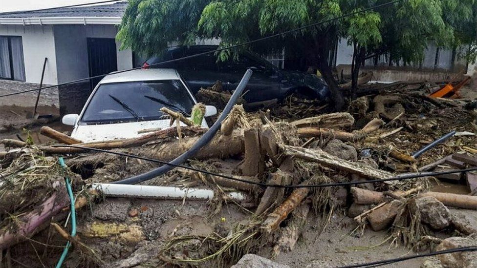 The landslide destroyed homes and buried cars
