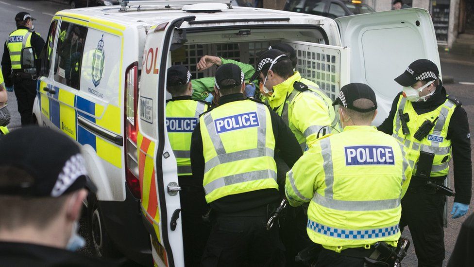 Covid in Scotland Four arrests at antilockdown demonstration BBC News