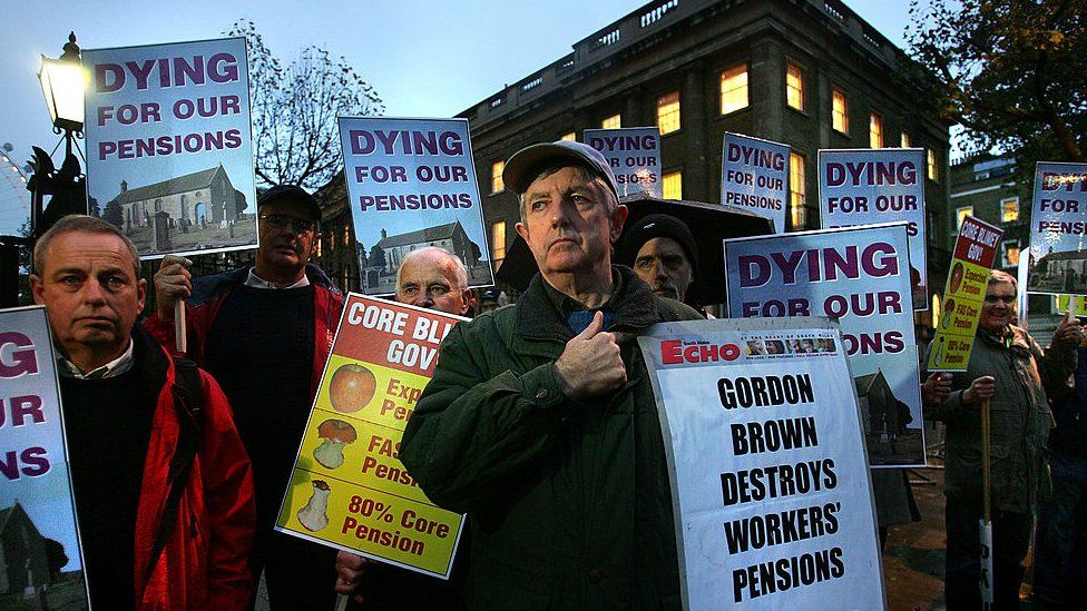 Former workers of Allied Steel and Wire during an overnight protest in London in 2007