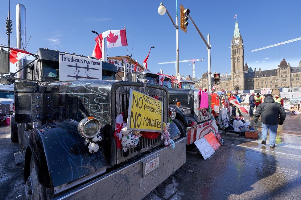 Media TV Truck Van Parked in Front of Parliament European Building