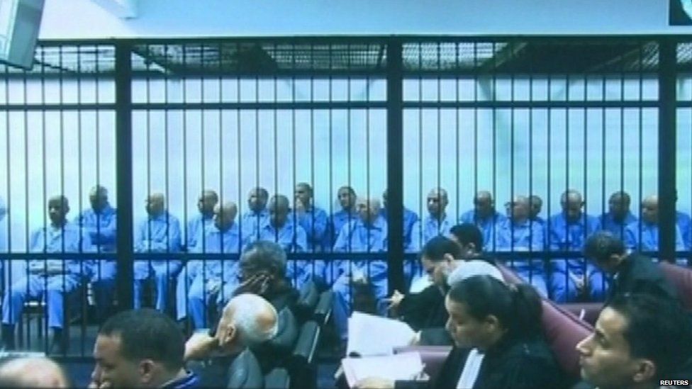 Screen grab from Libya courtroom feed on 28 July, 2015