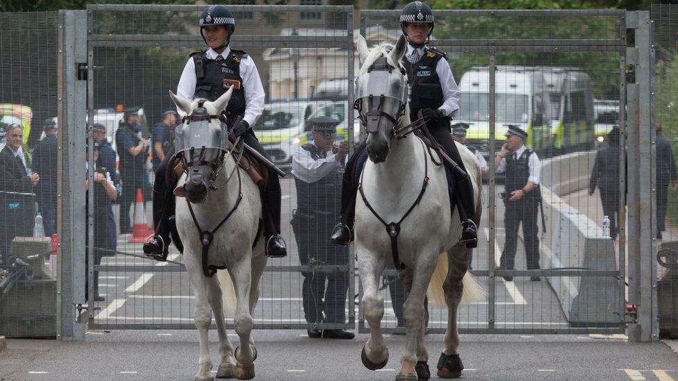 Police officers on horses in Regent's Park