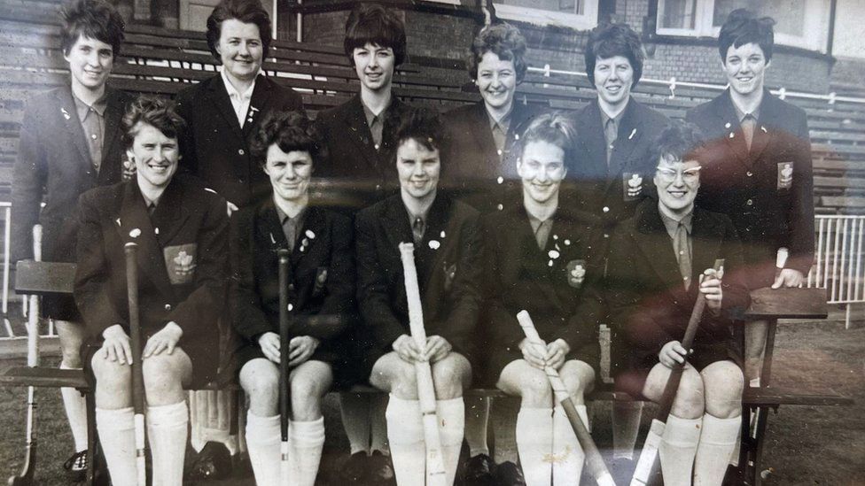 Picture of the women who played hockey together for Wales in the 1960s and 70s