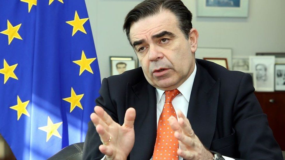 Margaritis Schinas speaks during an interview in Brussels on April 13, 2019