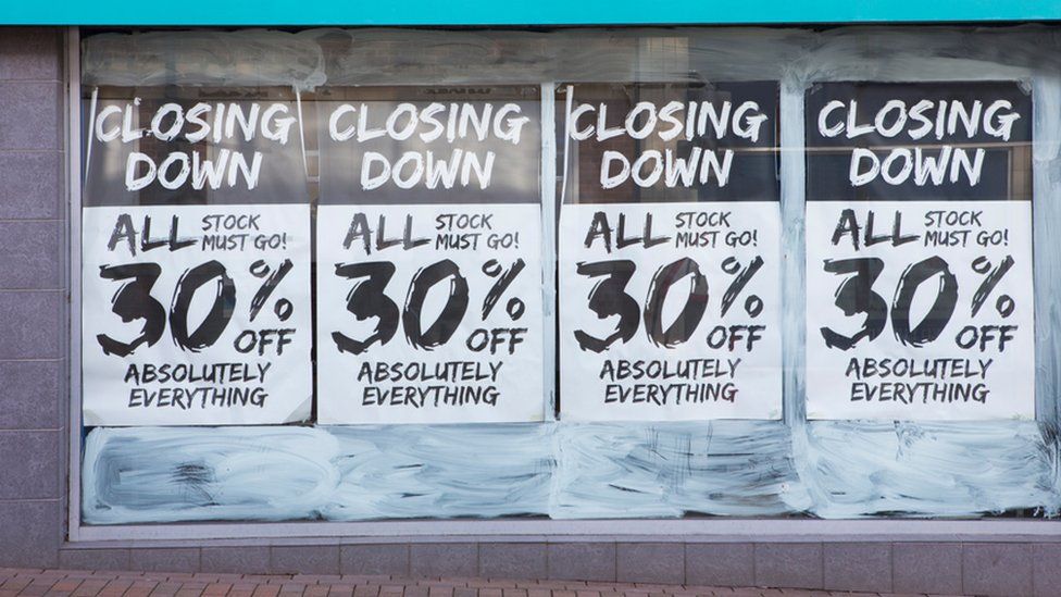 Closing signs on shop
