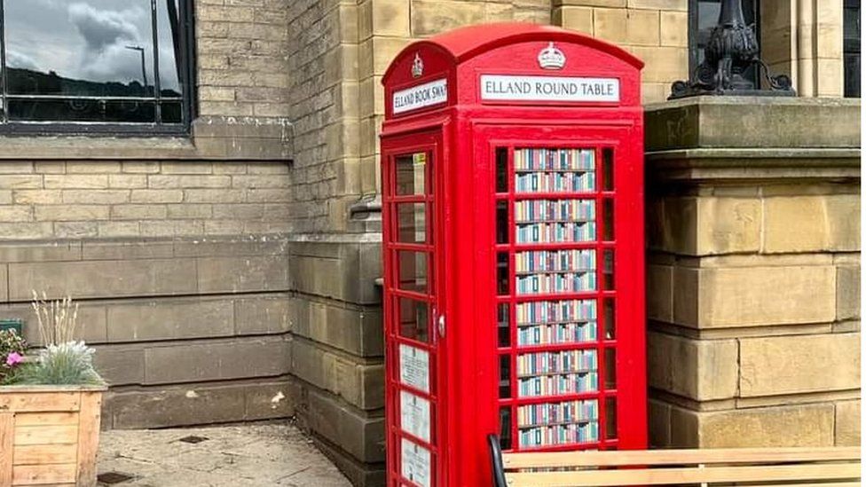 The Book Swap phone box in Elland, West Yorkshire