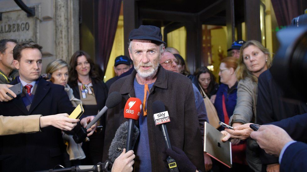 Paul Auchettl speaking to media in Rome in 2016