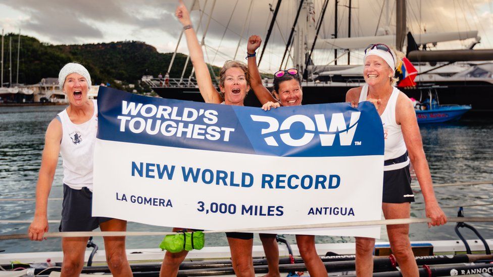 Group of Jersey women breaking world record rowing competition