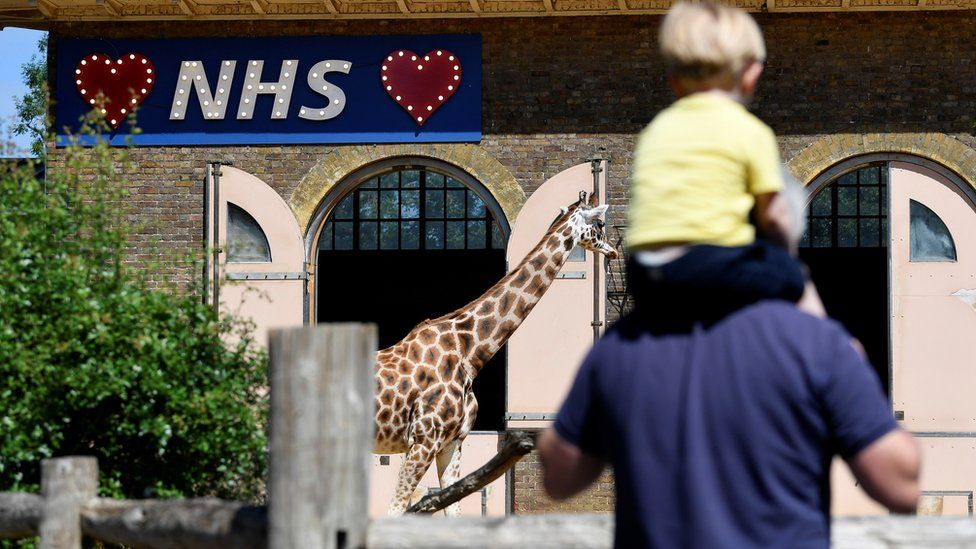 NHS sign over giraffe keep