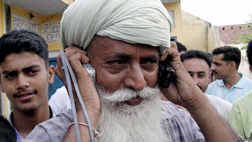 A farmer on the phone in India