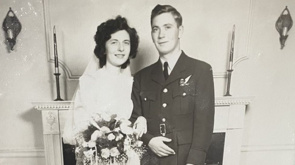 Rosemary and George MacCallum on their wedding day, 14 July 1945