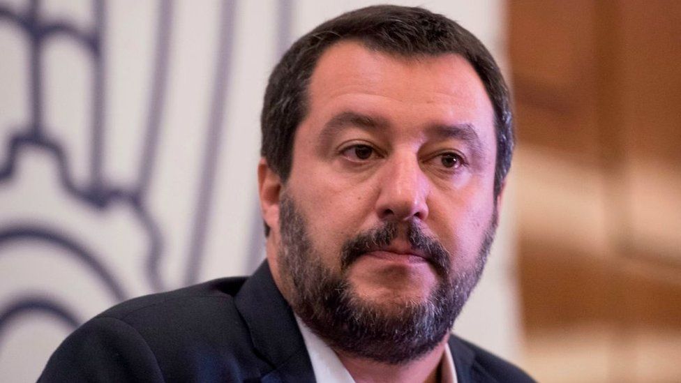 Italian Interior and Deputy Prime Minister Matteo Salvini looks on as he attends the annual meeting of Confindustria Russia, the local branch of the General Confederation of Italian Industry in Moscow on October 17, 2018