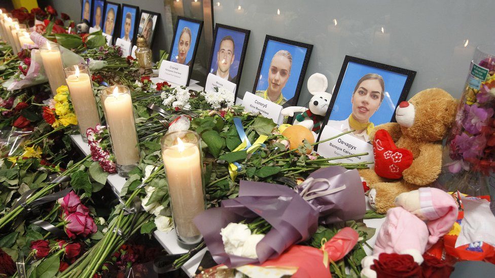 Memorial to victims of Flight PS 752 at Boryspil International Airport, Kiev, Ukraine