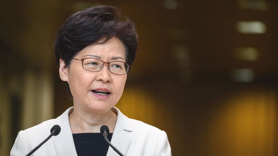 Hong Kong Chief Executive Carrie Lam speaks at a press conference in Hong Kong on August 27, 2019