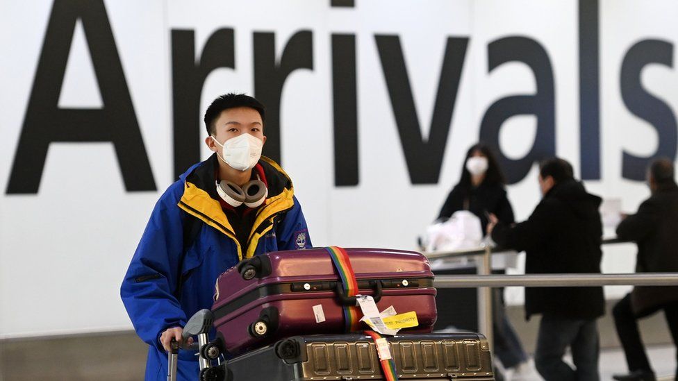 Man arriving from China to London Heathrow on January 4, 2023.