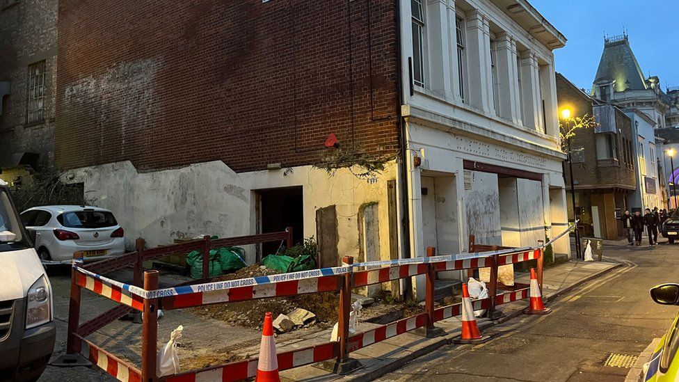 Police tape outside a former nightclub on Arcade Street in Ipswich