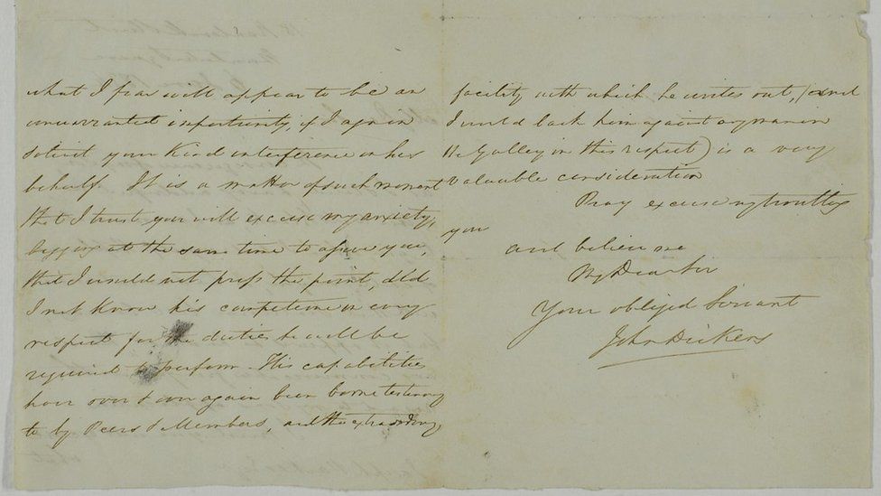 Letter written by John Dickens to politician Joseph Parkes in 1834