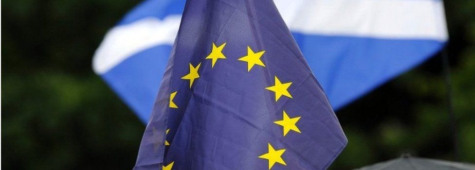 EU and Scottish Saltire flags