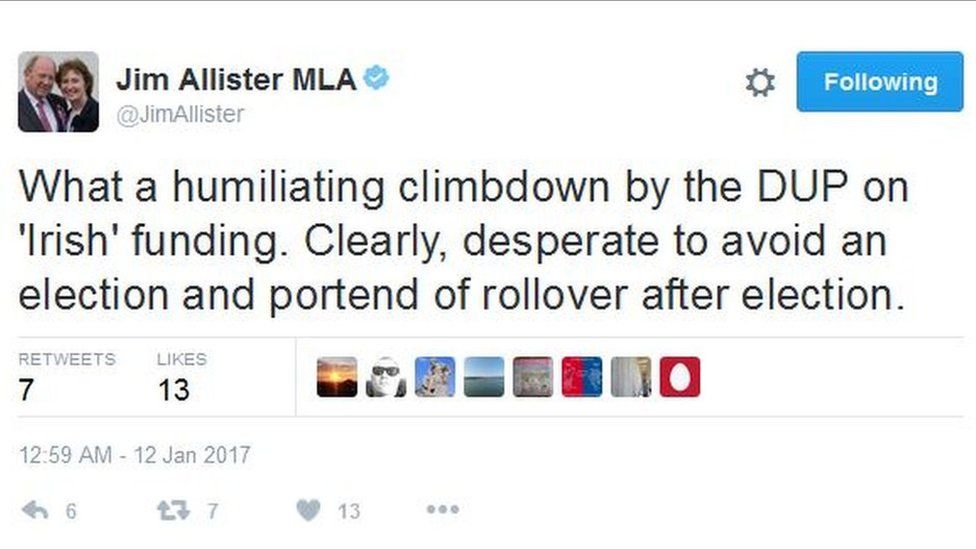 Jim Allister Irish language funding reaction