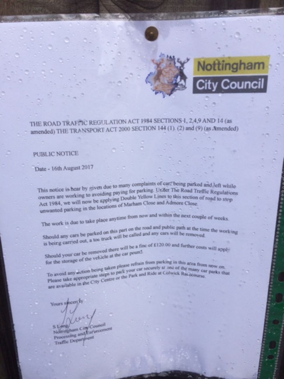 Fake Parking Letters Threaten Nottingham Drivers With Fines BBC News    97469290 Img 2042 