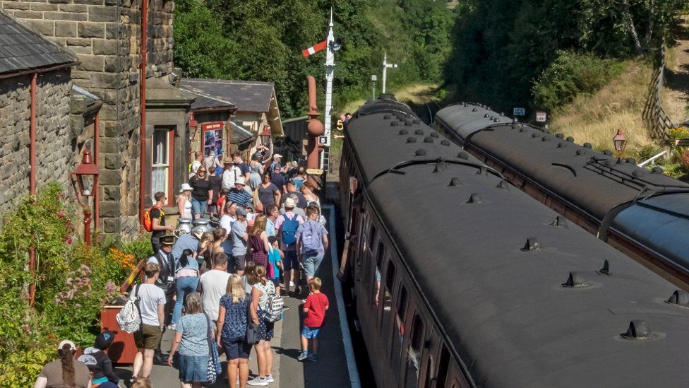 Crowds at Goathland station in August 2022