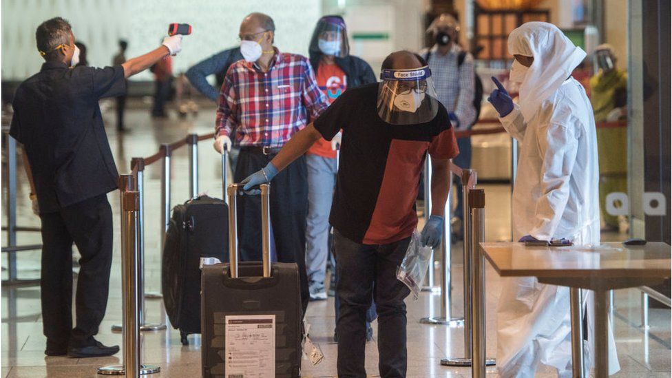 Passengers arrive at Chhatrapati Shivaji Maharaj International Airport.